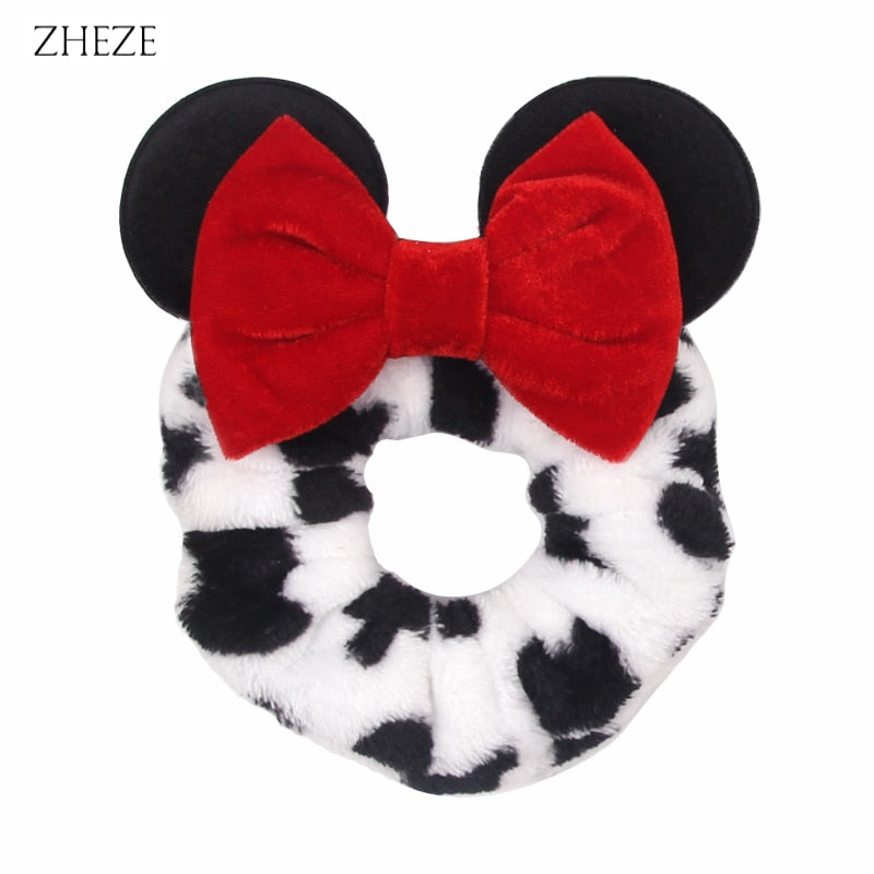 cow minnie mouse ears bow scrunchie