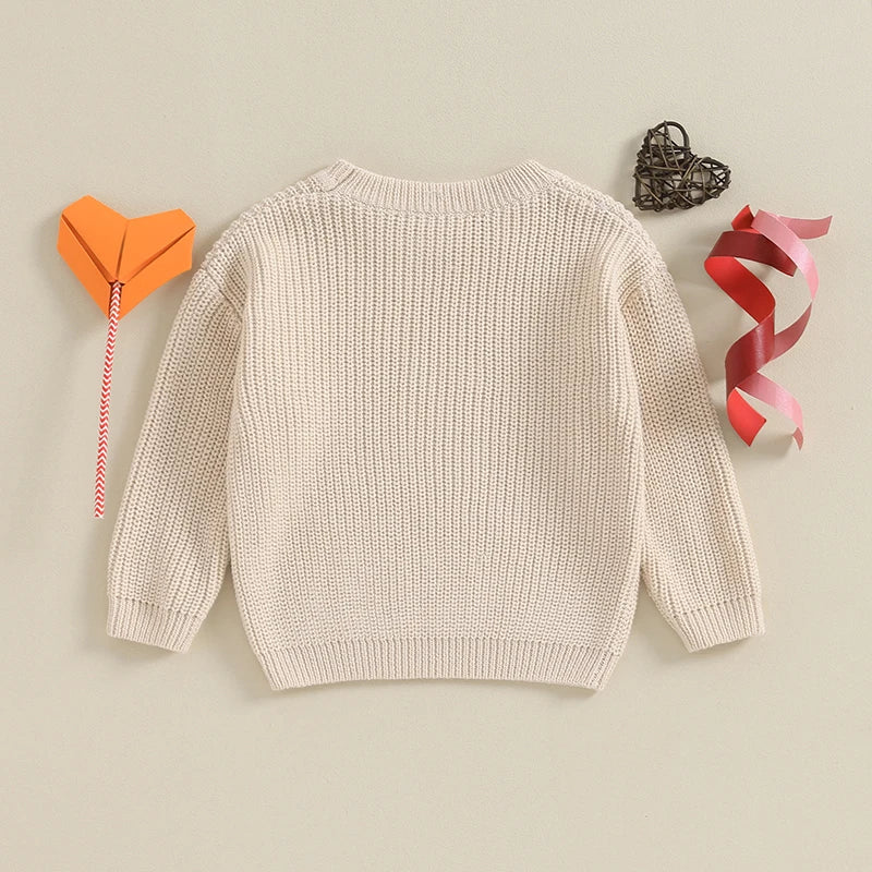 Baby Boys Girls Valentine´s Day Sweater Long Sleeve Letter Heart Knit Clothes Newborn Infant Knitwear Pullover Top Autumn Winter