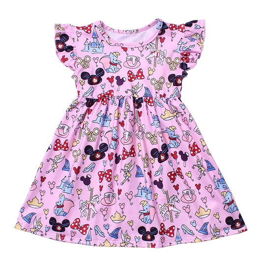 disneyland seamless printed dress light pink