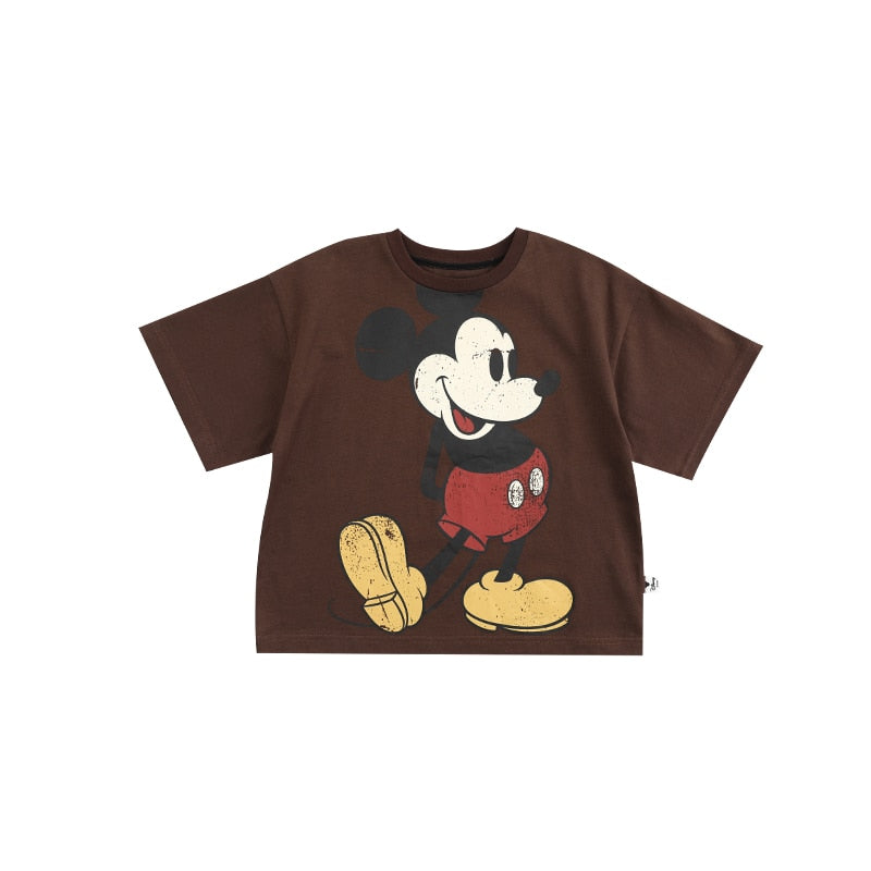 Baby Girl Clothes Disney  Mickey Mouse Pattern New Fashion Short Sleeve 9m To 6 Years T-shirt  Casual Tops Summer Spring clothes