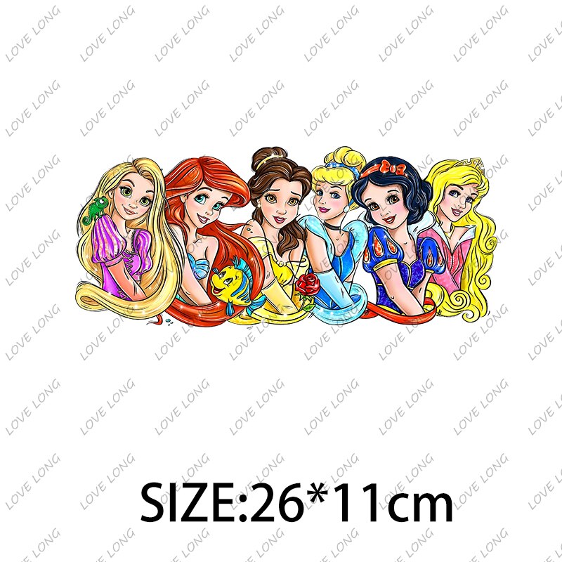 Disney Cartoon Stickers Princess Stitch Mickey Minnie Group Photo Iron on Patches Applique for Cloth Diy Craft