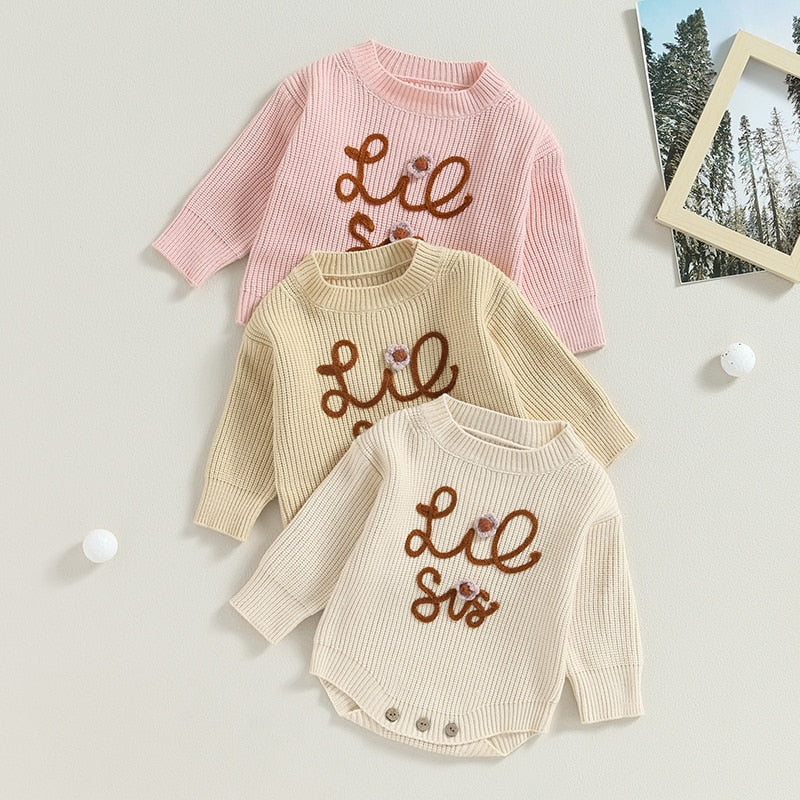 Soft Knitted Lil Sis Onesie