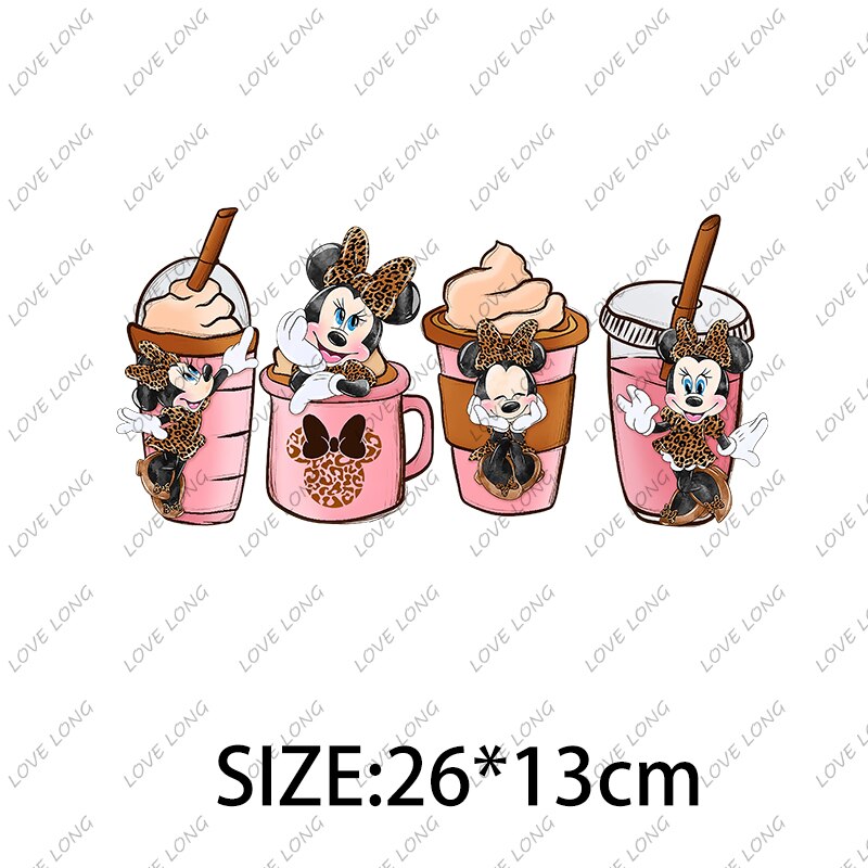 Disney Cartoon Stickers Princess Stitch Mickey Minnie Group Photo Iron on Patches Applique for Cloth Diy Craft