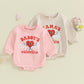 Pudcoco Infant Newborn Baby Girls Boys Valentine Day Romper Long Sleeve Crew Neck Heart Letter Print Sweatshirt Romper 0-24M