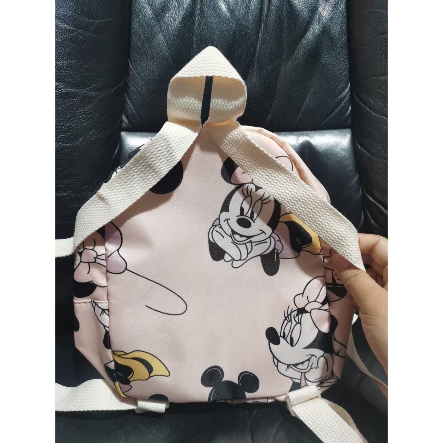 Pink Minnie Two Shoulders Bags Cute Cartoon Girls Nylon Softback Children's Waterproof Outdoor Bags Fashion Full Print Backpacks