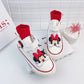 Disney Girls' Canvas Casual Shoes White Children's Autumn Minnie Mickey Mouse Cartoon White Breathable Walking Shoes Size 24-37