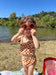 Checkered Smiley Brown Toddler 2 piece Swimsuit