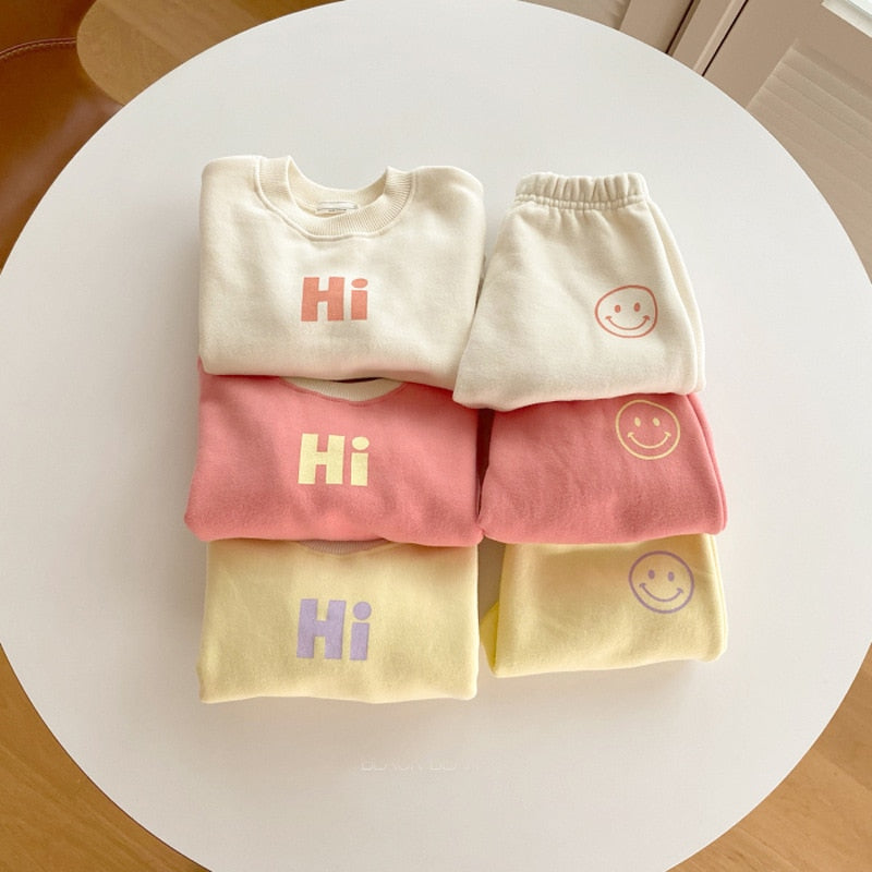 Spring Smiley "Hi" Sweatsuits