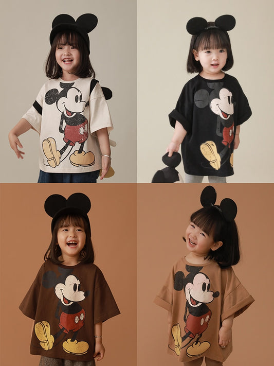 Baby Girl Clothes Disney  Mickey Mouse Pattern New Fashion Short Sleeve 9m To 6 Years T-shirt  Casual Tops Summer Spring clothes