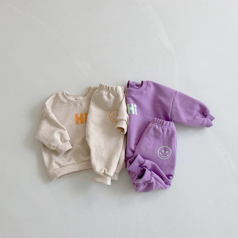 Smiley "Hi" Sweatsuit Set