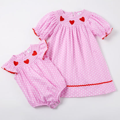 Sibling Valentine's Day Smocked Dress // Romper