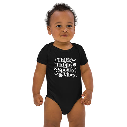 Thick Thighs Spooky Vibes Organic cotton baby bodysuit