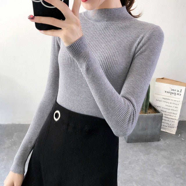 Ribbed mock turtleneck