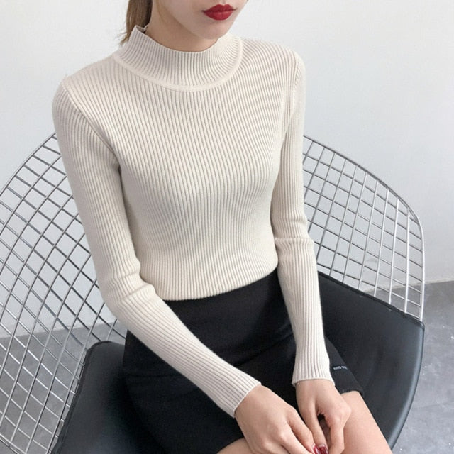 Ribbed mock turtleneck