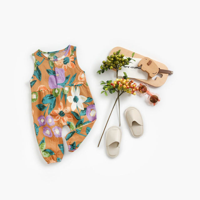 Floral Sleeveless Rompers