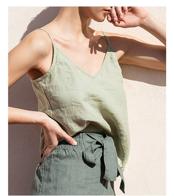 Linen Summer Camisole Tank Top