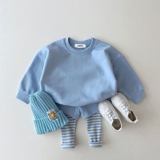 Candy Color Sweatshirts+Pants 2pcs Sets