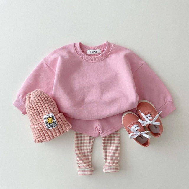 Candy Color Sweatshirts+Pants 2pcs Sets