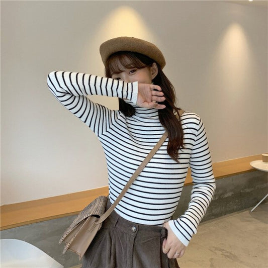 Warm Stripped Thermal Sweater