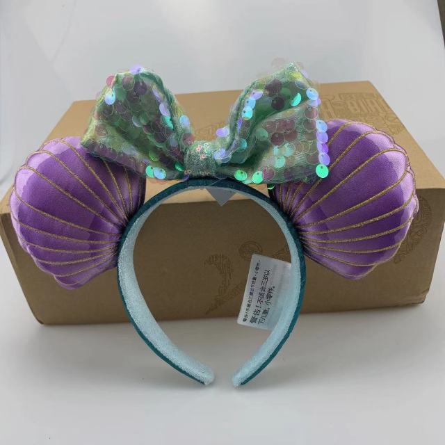 Minnie Mickey Mouse Sequin Ears with Bow Headband