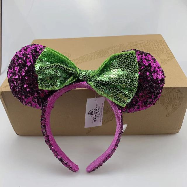 Minnie Mickey Mouse Sequin Ears with Bow Headband