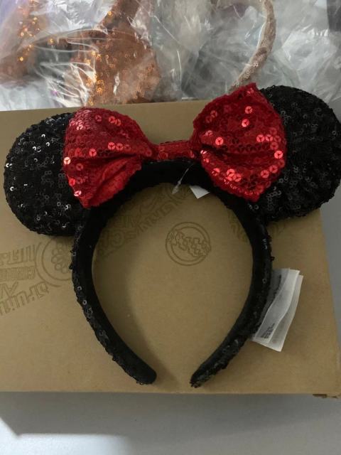 Minnie Mickey Mouse Sequin Ears with Bow Headband