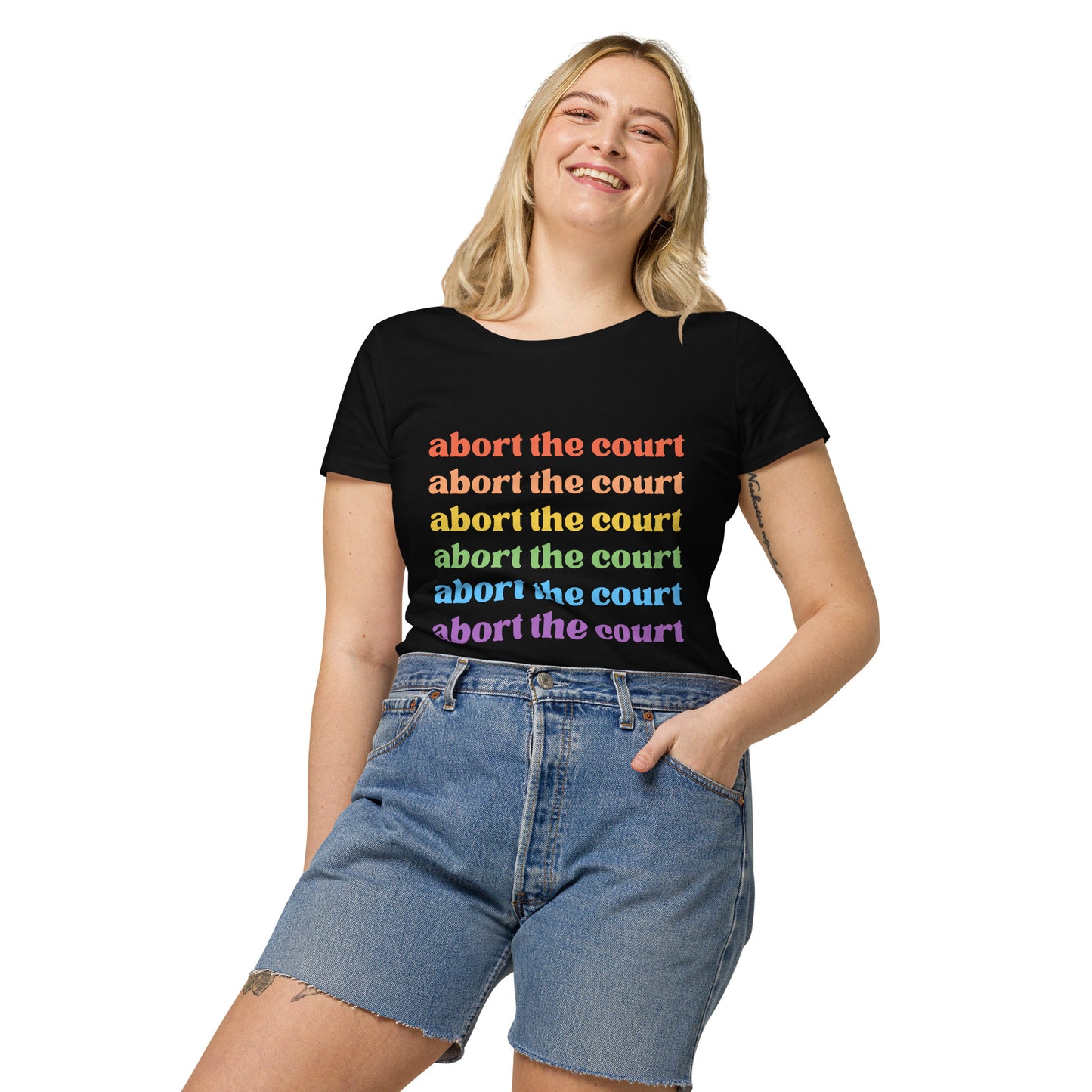 Rainbow Abort Court Women’s basic organic t-shirt